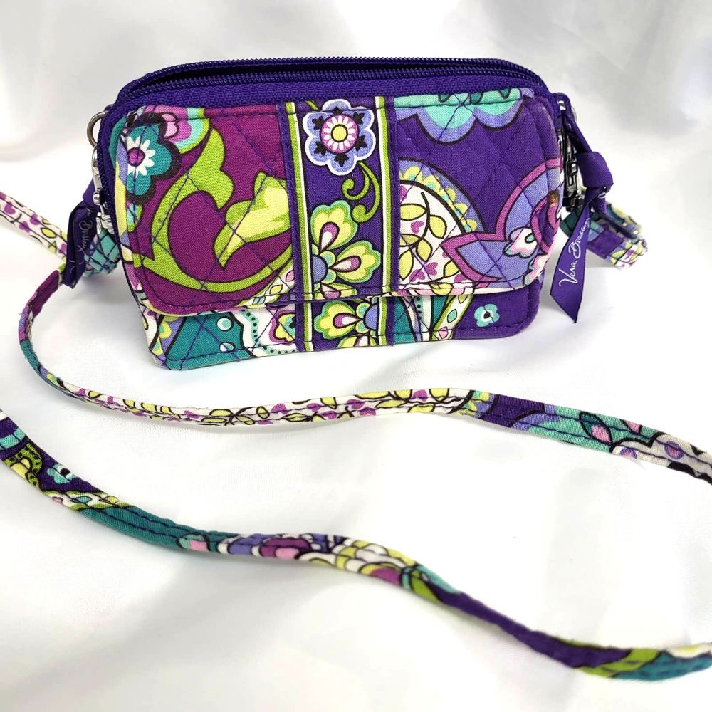 Vera Bradley purple All in One Crossbody HEATHER Purse Wristlet